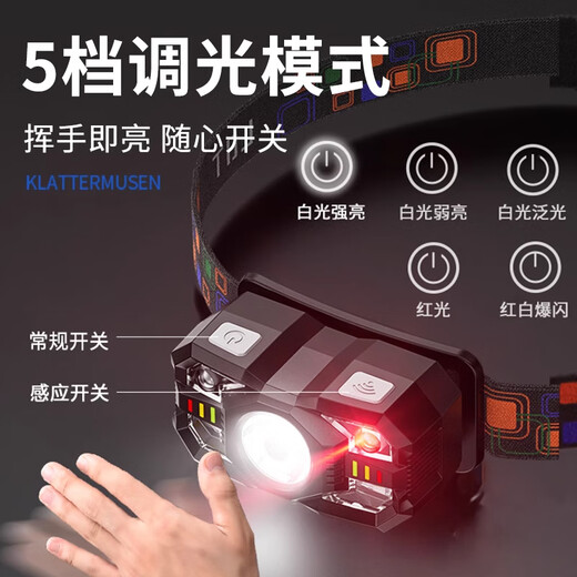 JCZS German Brand Night Fishing Special Featlight 2025 Nuevo detección de luz fuerte Al aire libre Super Long Battery Lating de 100 horas 9900W [con actualización de inducción Versión Top] en espera 3