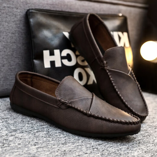 Pang Donglai DL summer breathable versatile and comfortable casual leather shoes British trendy men's shoes 2025 non-slip one-foot laziness D829 black 42