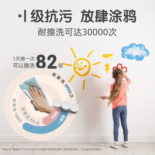 格来特儿童漆内墙乳胶漆净味墙面漆儿童乳胶漆环保抗菌防霉无甲醛可调色 旧瓷黄【1392】 1kg*1件 300g