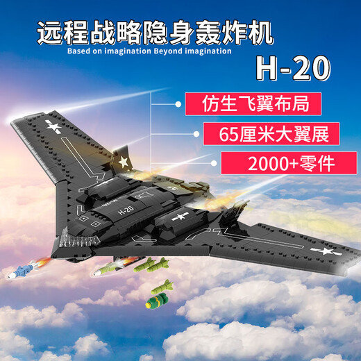 LEGO H-20 Stealth Bomber Toy J-20 Fighter Model Assemblé Aircraft J-35 Air Force J-35 Fighter Fighter 1503 Blocaux de construction lumineux
