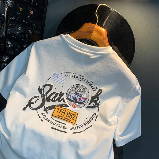 Camiseta de manga corta de Romon para la camiseta delgada de cuello redondo suelto de verano de verano para hombres.
