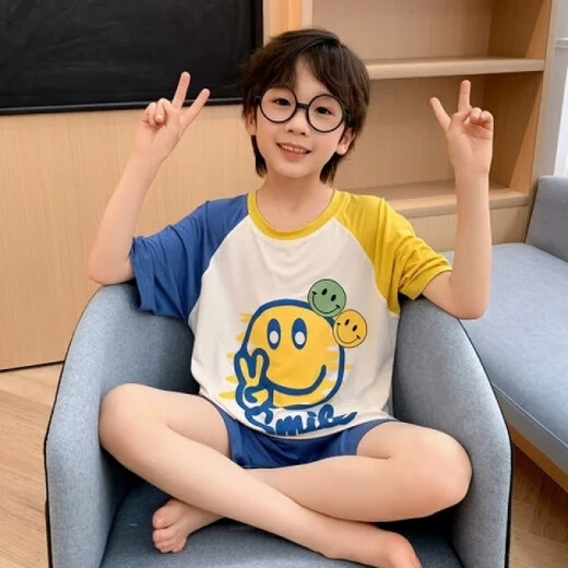 Pajama de verano modal de verano para niños delgados nuevos pantalones cortos de manga corta Conjunto de ropa para el aire de aire acondicionado para bebés de verano