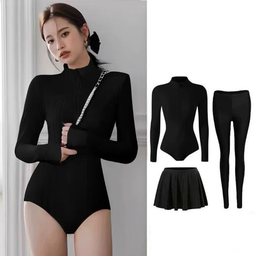 Xiyi Kain's new one-piece swimsuit conservative belly-covering slim long-sleeved trousers sun protection quick-drying snorkeling surfing wetsuit jellyfish suit white M