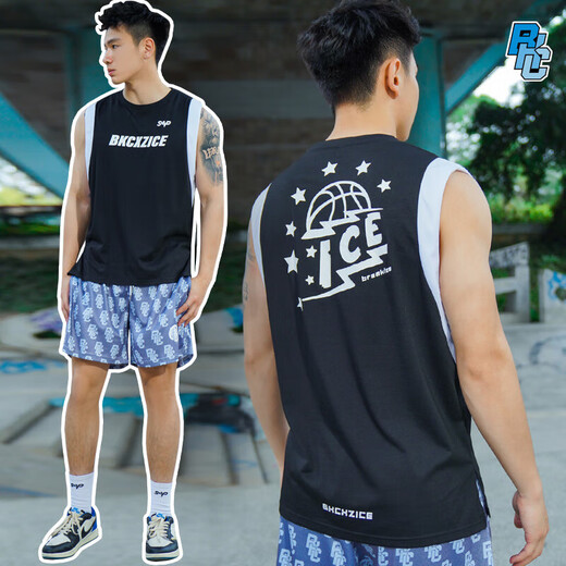 贵娇儿（GUIJIAOER）BKCXZICE破冰撞色美式篮球训练无袖健身服夏装透气运动服 破冰联名撞色边背心-白色 M 160-170高，95-115斤)