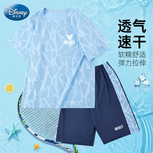 Disney Boys Suit Summer 2025 Boys Ropa y pantalones de secado rápido y pantalones Traje deportivo infantil TD2ET003 Azul 150