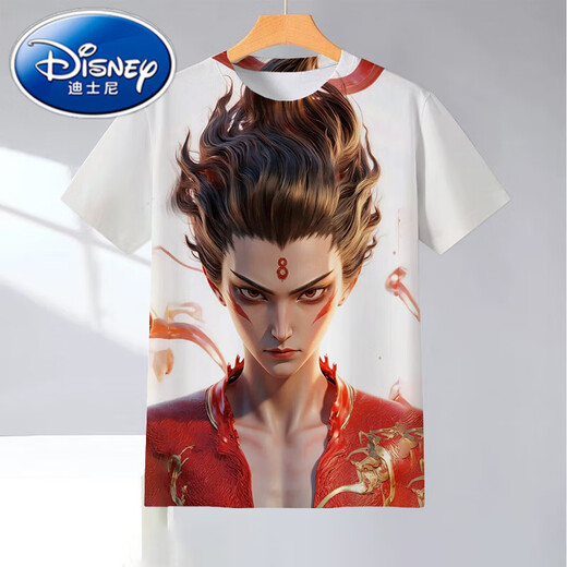 Disney Summer Nezha Aoguang Muster 3D gedruckt kurzärmelig trendy kleine und mittelgroße Kinder-T-Shirts Trendy und komfortables C723 165 S75-85