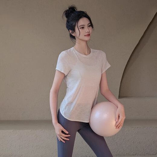 
ACKDCS yoga clothing top for women hollowed-back thin breathable sports short-sleeved T-shirt professional Pilates fitness clothing summer