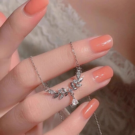 MENGDAILI999 sterling silver laurel necklace women's new light luxury niche clavicle chain pendant 520 Valentine's Day 999 sterling silver - camellia necklace