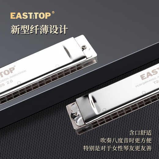 东方鼎EASTTOP纤薄款T2406S 2.0版24孔复音C调专业演奏口琴自然和声小调 复音A调 纤薄款2.0复音
