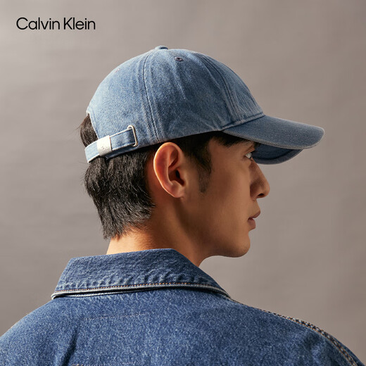 Calvin KleinJeans men and women simple ck embroidered letters trendy retro curved veil denim baseball hat gift HX0278 458-Denim Blue One Size OS