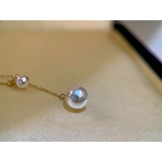 Xuanxiandu seawater double beads Y-shaped clavicle chain can be pulled and adjusted pendant necklace Zhengyuan Tiannv adjustable seawater double beads 5-8 points 5mm