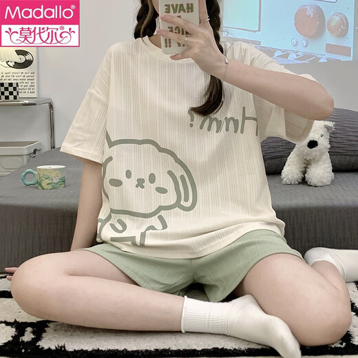 
Modal 2025 new summer short-sleeved pajamas for women pure cotton cartoon cute sweet girl home clothing set for outside wear G6627 M