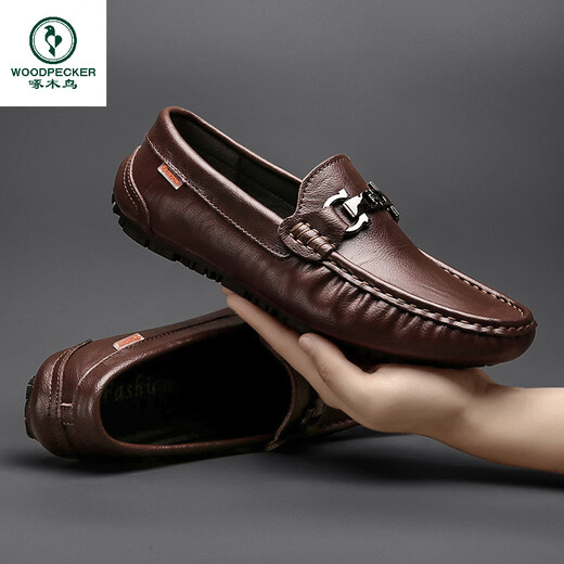 Holzspecker Herrenschuhe Hohlbohnenschuhe echte Ledermänner 2025 Sommer Neuem Stil Atmungsaktives weiches Leder Soft Sohle Lederschuhe 9905 Schwarz 44