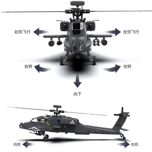 Yuxiang Apache F11S Helicóptero Remoto Armado GPS Modelo de aviación Aviación 3D Simulación de vuelo inverso Dron Rhsky Apache F11s Juego completo de vuelo a mano + 5.8g Estándar 1
