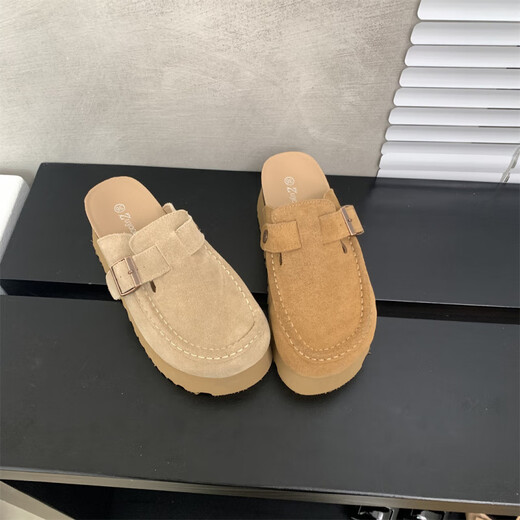 S.Sofea Birkenstock Shoes для женщин весной и летом усиливает пробковые подошвушковые мулы Retro Style 677-2 Abricot Corle Color 36