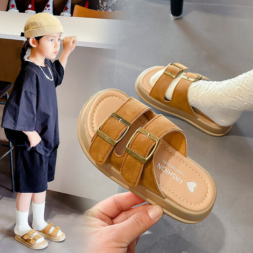 Ziweiqi's New Children's Slippers Soft Sole Retro Beach Shoes para niños y niñas 698 Beige 28 Longitud interna 17.8 cm