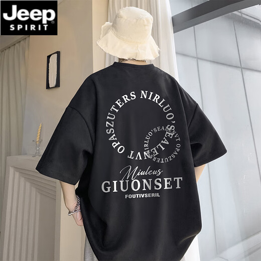 Jeep Spirit abricot Couleur T-shirt à manches courtes pour les vêtements de t-shirt à cinq points de la marque mince et d'été pour hommes à manche et à manche décontractés.