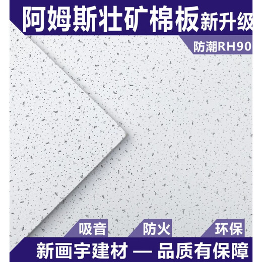 矿棉板600*600吊顶阿姆斯壮吸音矿棉板可耐福雅丽毛毛虫装饰天花 595*595*14平板 w1591