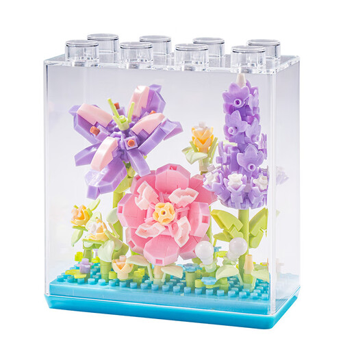 Kompatibel mit Lego Eternal Bouquet Pflanzenbaugruppe Bausteine ​​Spielzeug Sonnenblumen Zarnation Desktop-Ornamente Urlaub Geschenke Grand Painting Ausstellung-Xingmeng Fluss mit Holzregal 757pcs