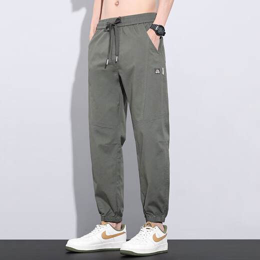 Jüdische Freizeithosen für Männer Sommer Neue lose Bindungsfüße Arbeitskleidung Harem Hosen Stretch Sport lässig lange Hosen für Männer 809 Armee Green + 809 Khaki L.