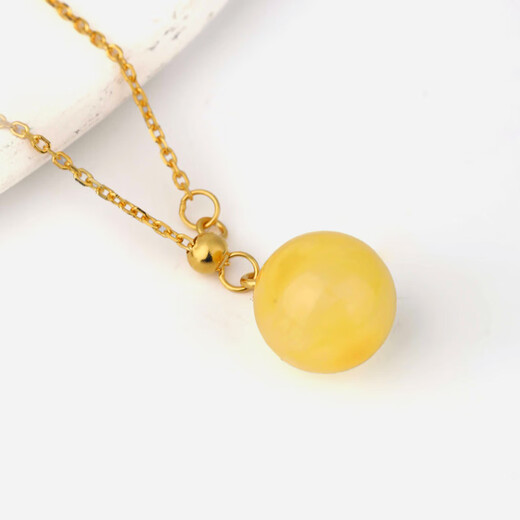 MUJUE beeswax pendant pearl chicken oil yellow honey amber round bead clavicle chain women's necklace