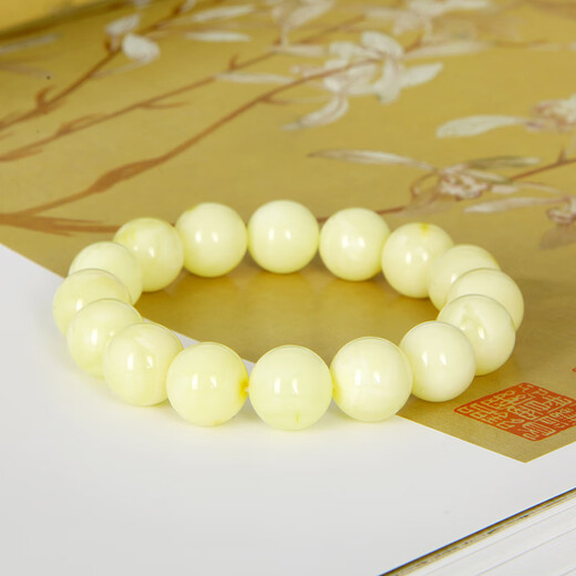 Famous family white wax bracelet for men and women, natural beeswax round beads, full wax Baltic amber bracelet, birthday gift 10mm