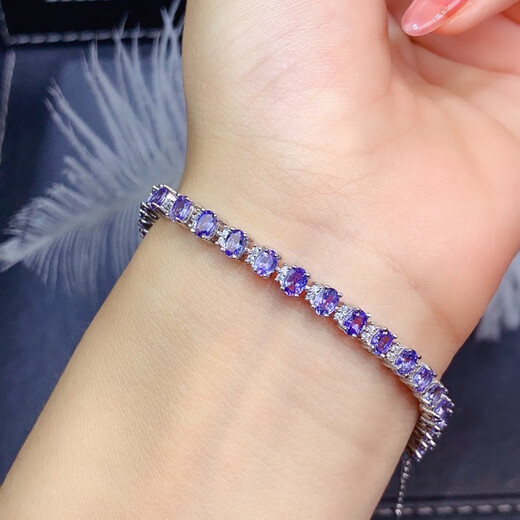 Shaoyu tanzanite bracelet, classic and simple, flashing fire main stone 3*4mm 925 silver precision inlaid full chain