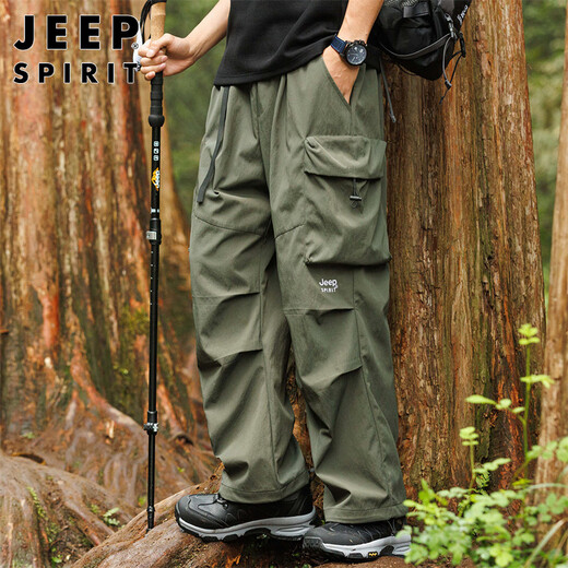 JEEP SPIRIT吉普休闲裤男春夏季多口袋冲锋裤子男宽松工装男裤 军绿 XL
