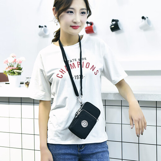 Wholesale new cross-body mobile phone bag women's small bag fabric mobile phone bag hanging neck vertical arm bag wrist coin purse dark blue