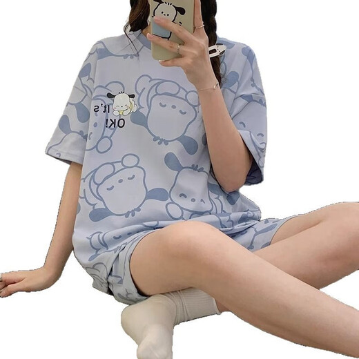 Jingpufei Sweet Pyjamas für Frauen im Sommer kurzärmelige süße Heimkleidung Set 2025 Guangzhou Dreizehn Zeilen 683 schlafender Hund 180 xl Code [vorgeschlagen 112-125jin [Jin gleich 0,5 kg]]]