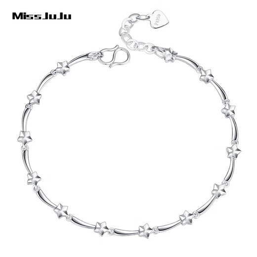 Miss JuJu pt950 platinum star bracelet for women, fashionable platinum star shining bracelet for wife, weight 6.2-6.4 grams, length 16+2cm