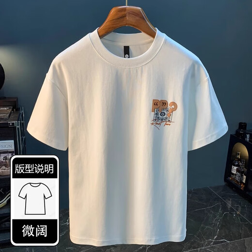 罗蒙叮当猫印花短袖T恤男2025年夏季薄款潮流舒适上衣圆领卡通t恤衫男 9911白色T恤 XL 码