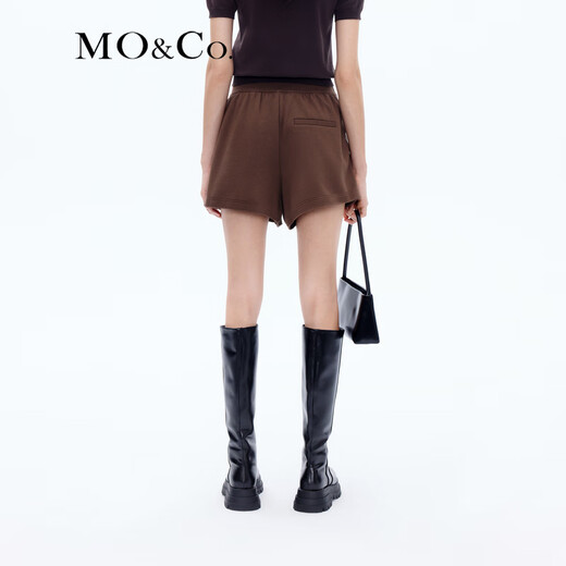 MO&Co. Sweatpants Spring American Sports Style Drawstring Elastic High Waist MC Embroidered Cotton Shorts Casual Pants Moanke Dark Brown S 160