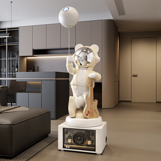 Jizhao Astronaut Large Ornament Floor-standing Audio Living Room Ornament TV Cabinet Sofa Decoration Housewarming Gift Orange K-Song Audio 2.0 + Xiaoai Speaker + Starry Sky Light