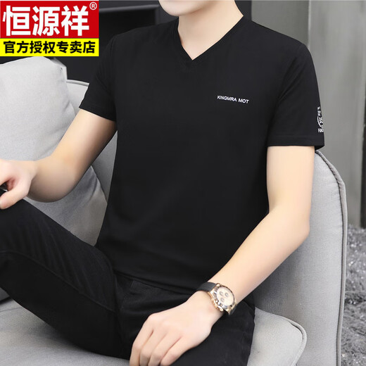 Hengyuanxiang Summer Algodón de algodón de algodón de manga corta Camiseta de blusa para hombres Moda nueva Camiseta de cuerpo delgado de hombres a media manga Q694 Verde M 90-100Jin [Jin equivale a 0.5 kg]