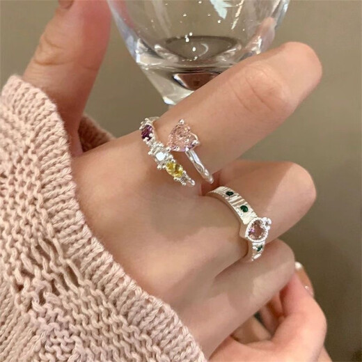 Chuhan Girl's Heart está lleno de anillo de amor rosa para femenino insptorado de apertura de gama alta anillo de dedo de apertura ajustable mejor amigo M1047+m1048 anillo 2 piezas