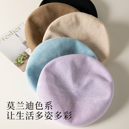 Siggi Beret Women's Summer Summer polyvalent français rétro peintre Imitation Imitation Silk visage petit chapeau octogonal à la mode et à la mode
