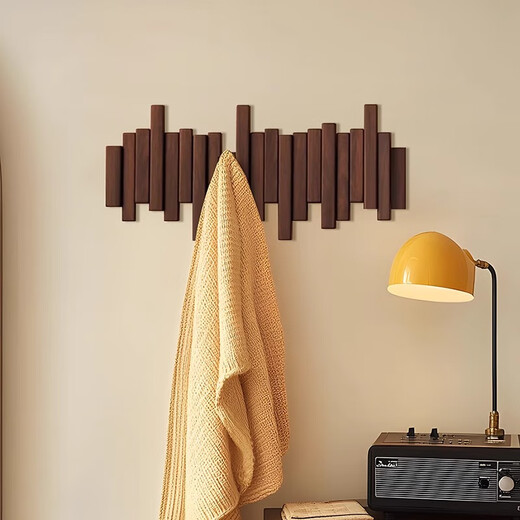 Jingyuezhai Piano Key Clothes Rack Solid Wood Wall Wall Hook Storage Porch Bedroom Entry Door Coat Rack Imported Beech Black 6 Keys - Staggered Style
