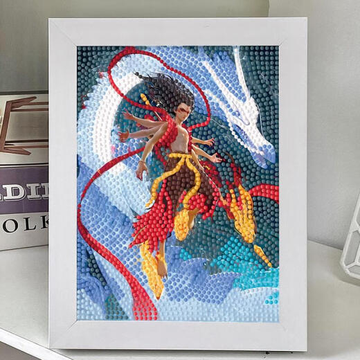 Süße Miaomiao Nezha Diamond Malerei Aufkleber Kinder handgefertigt iy Material Pack Nezha: DA Hai Ao Bing 5 Diamond Sticker des Teufels Kind 7371 Kunststoffkiste + Werkzeuge