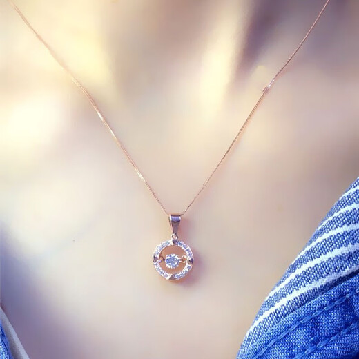 QUAMER's new shiny and smart 18K color gold necklace pendant, fashionable 585 rose gold, versatile and smart (single pendant)