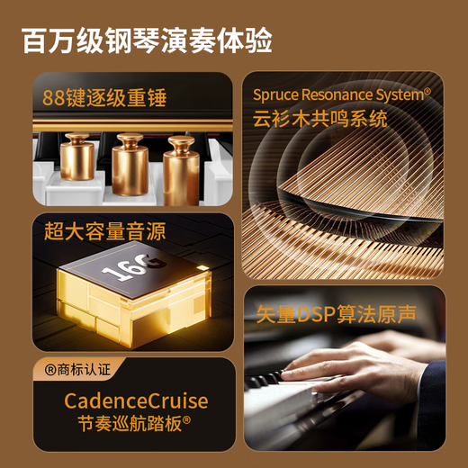 Helen Zhenyao H-3 Série Piano électrique Piano étape par étape Heavy Hammer 88 CLÉ PALACE-PALACE ACULTIQUE PIANO TONE HOME Intelligent Zhenyao H-302i [Smart and Play] Luxury Black