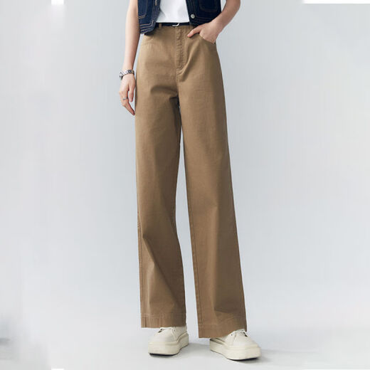 宠帛多巴胺裤子2025夏季新款湖蓝色阔腿裤女 年薄款直筒宽松显瘦窄 【咖啡色加长】LA9224 26 建议80-90斤