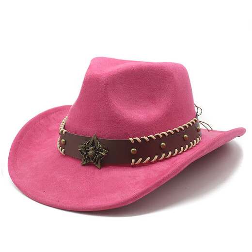 Xinbucks Western Cowboy Hat topper hommes et femmes européens et américains punk éteinte jazz chapeau minoritaire minoritaire en laine rolded chapeau marron (universel pour les hommes et les femmes)