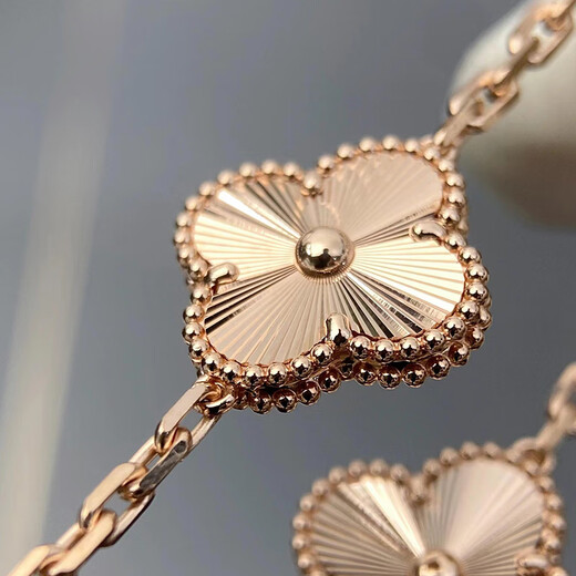 DL 1998 Fat Donglai same style 18K gold five-flower bracelet Hong Kong high-definition carnelian laser four-leaf clover for women 18K rose gold carnelian + rose gold