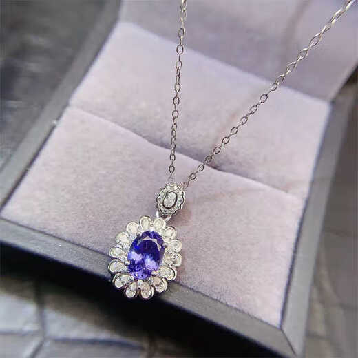 Iosn Natural Tanzanite Pendant Women's 925 Silver Inlaid Blue Gemstone Necklace Clavicle Chain Fashion Full Diamond Temperament Gift