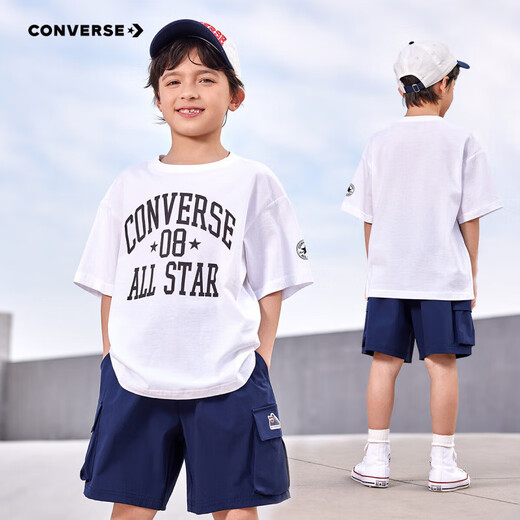 Converse 2-pack Converse children's jz T-shirt boys short-sleeved children's half-sleeved cotton casual round neck t-shirt top sky blue + white 150 /72 recommended height 140-152cm