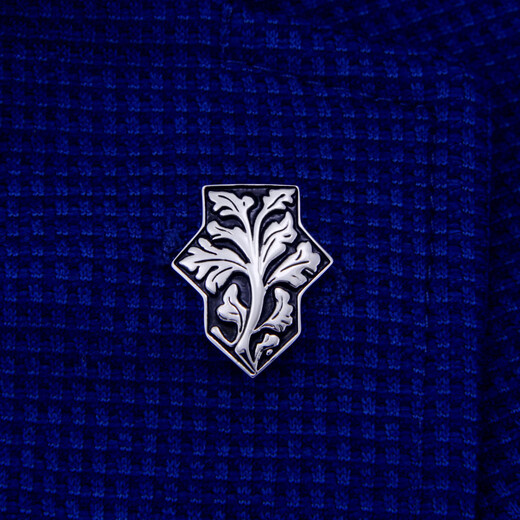 斯巴达男士胸针男士领针西装胸针西服胸花镀白金材质银色/金色风信子叶 银色镀白金风信子叶胸针+袖扣套