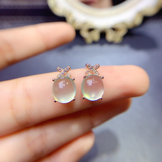 Shien Natural Prehnite Earrings 925 Silver Inlaid Luxurious Design Earrings with Certificate Gift