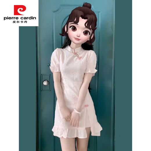 皮尔卡丹（pierre cardin）旗袍改良国风小个子粉色少女年轻款夏季2025新中式日常短款连衣裙 838 M