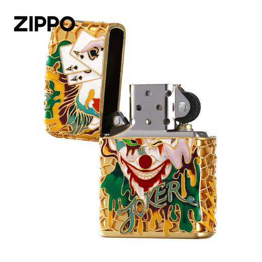 Zippo leichter Zhibao offizieller Windschutz Kerosin leichter lumineszierender Emaille Clown Golded Gift für Freund Clown-Golded [eigenständig ölfrei] DY9902TF